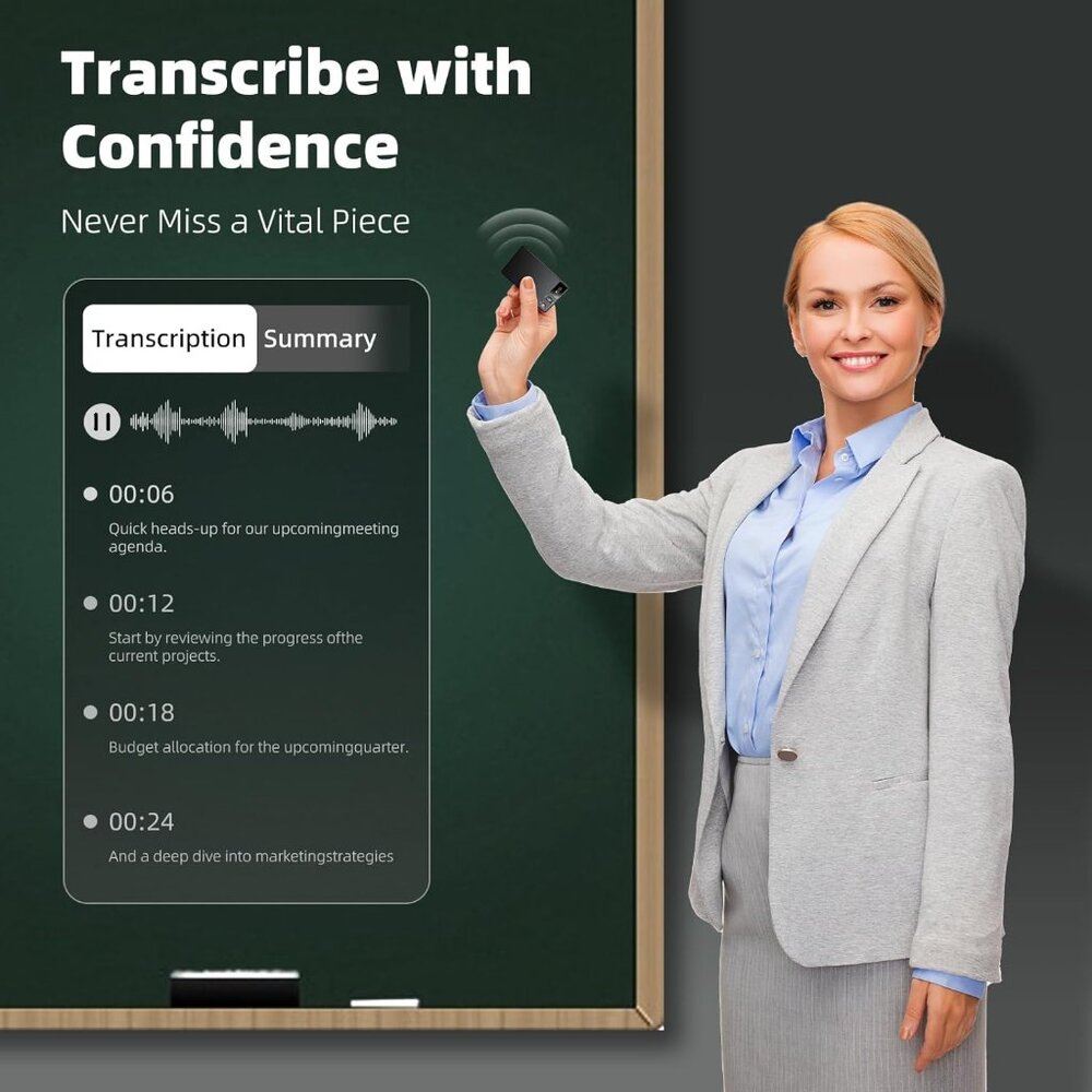 AI Voice Recorder with HD LED Screen,GPT-4.0 Powered Transcription & Translation - Picture 7 of 7